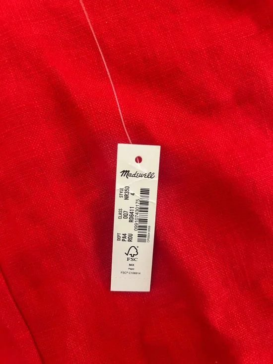 Madewell Bold Red Linen Scoop-Neck Dress *NWT* - Picture 5 of 5